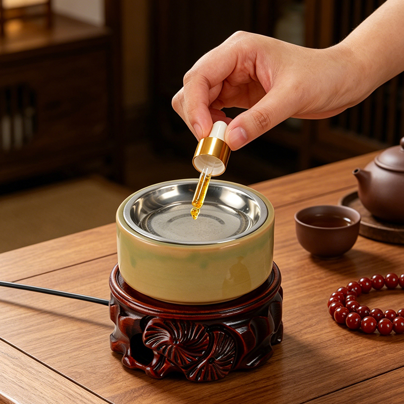 Home Fragrance Oil Burner - مبخرة سيراميك إلكترونية مع إضاءة LED